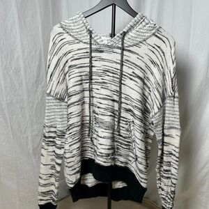 Sloane Rouge by Anthropologie knit mix pullover hoodie in grey and cream medium